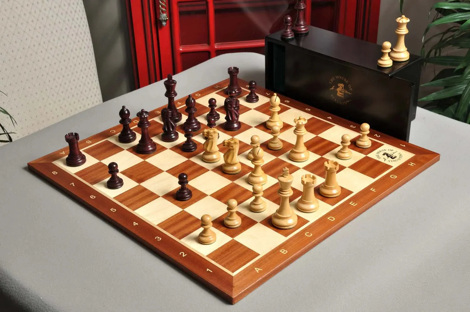 The Gilded Grandmaster Chess Set, Box, & Board Combination - 3.25" King - Purpleheart Gilded & Boxwood - Image 8