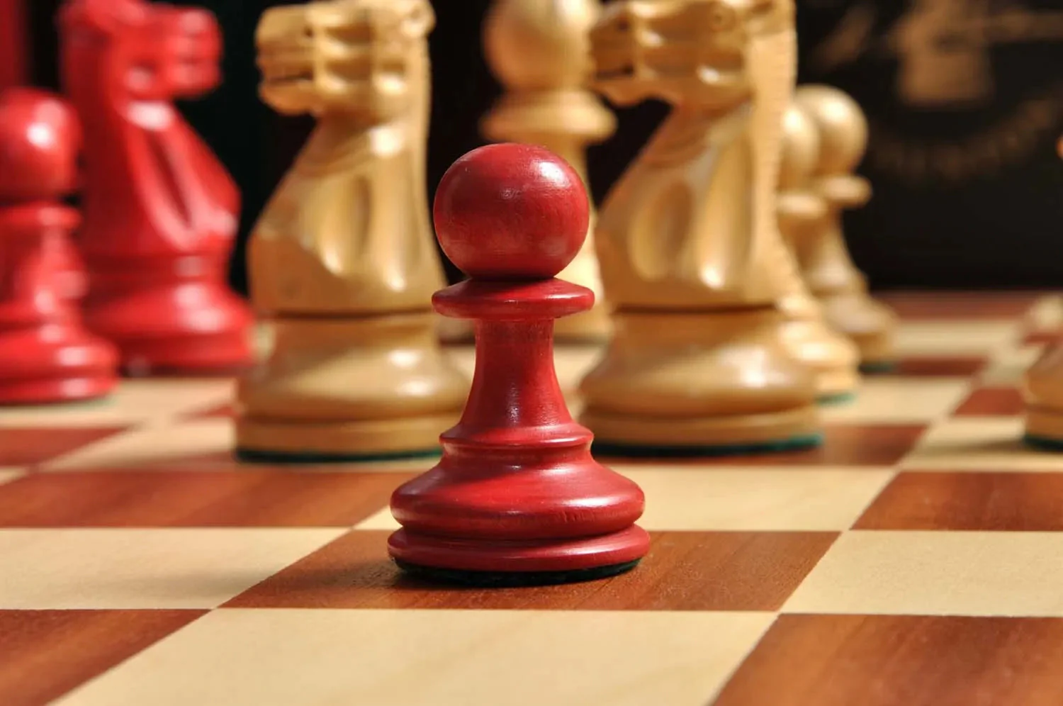 The Gilded Grandmaster Chess Set, Box, & Board Combination - 3.25" King - Red Gilded & Boxwood - Image 5