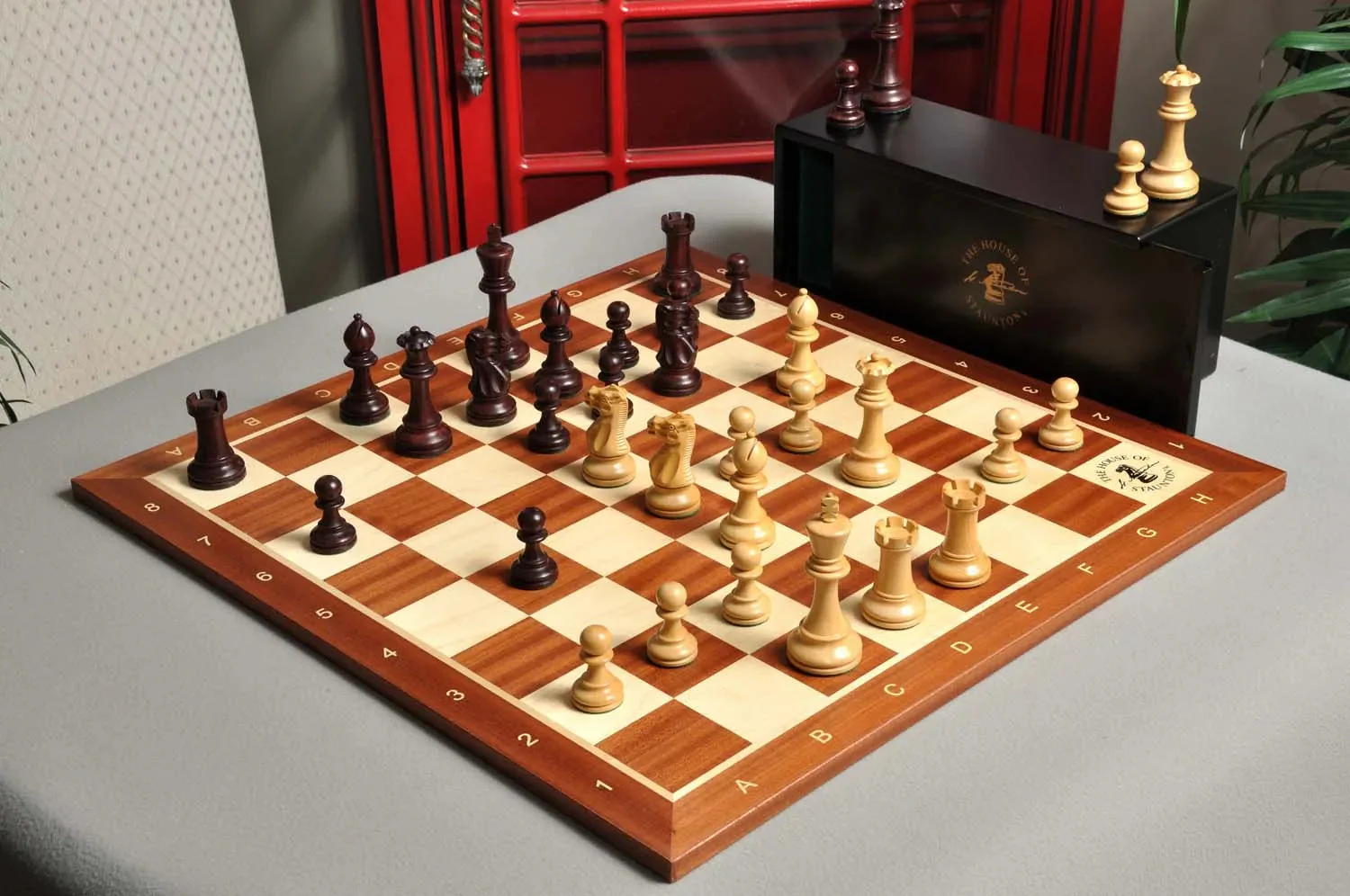 The Gilded Grandmaster Chess Set, Box, & Board Combination - 3.25" King - Rosewood Gilded & Boxwood - Image 10
