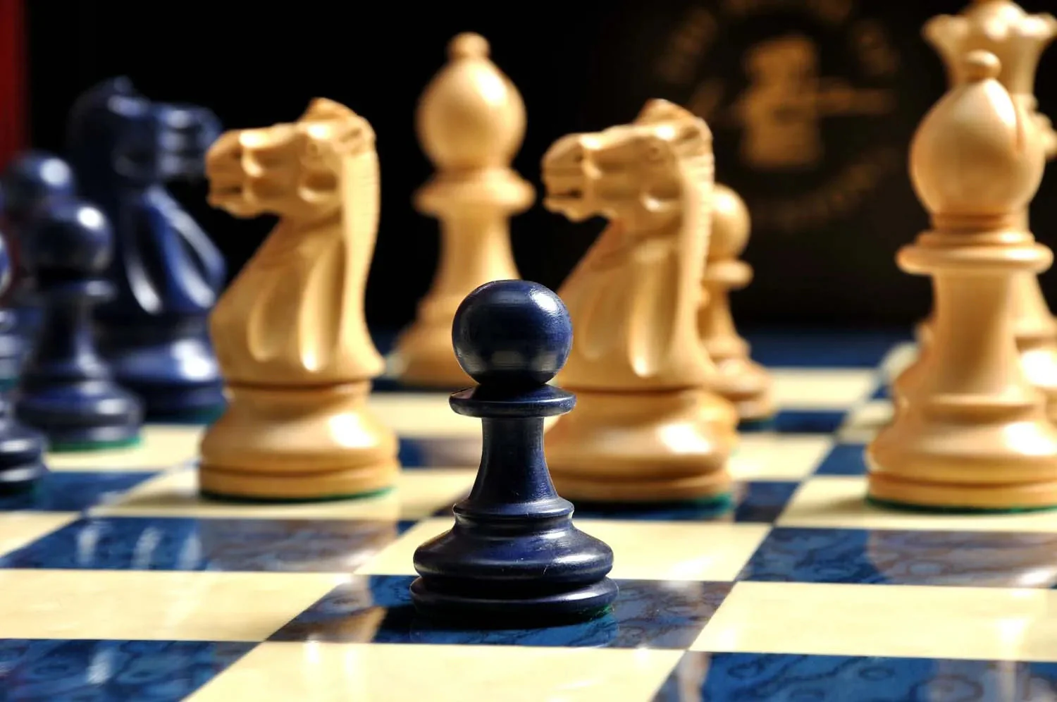 The Grandmaster Chess Set, Box, & Board Combination - Blue Gilded - Image 10