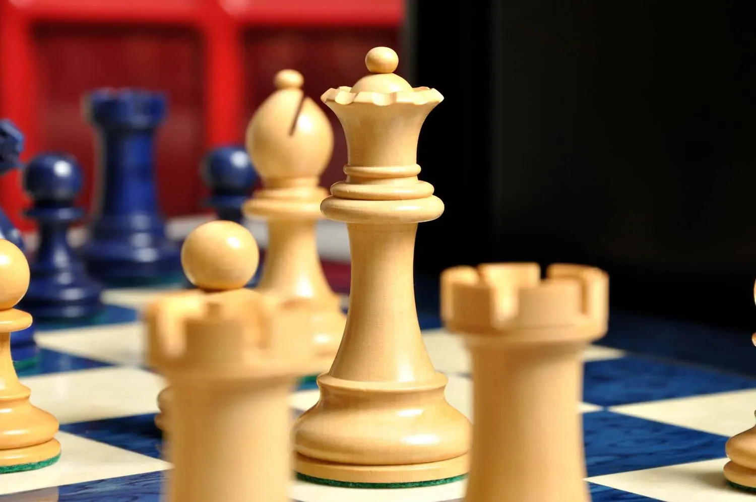 The Grandmaster Chess Set, Box, & Board Combination - Blue Gilded - Image 2