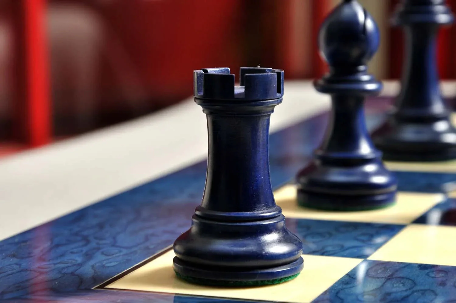 The Grandmaster Chess Set, Box, & Board Combination - Blue Gilded - Image 3
