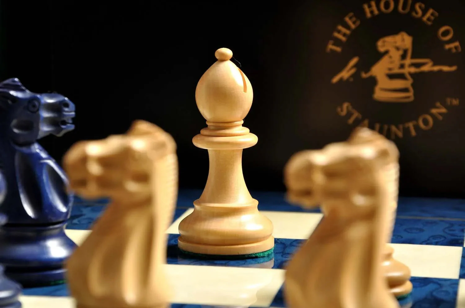 The Grandmaster Chess Set, Box, & Board Combination - Blue Gilded - Image 5