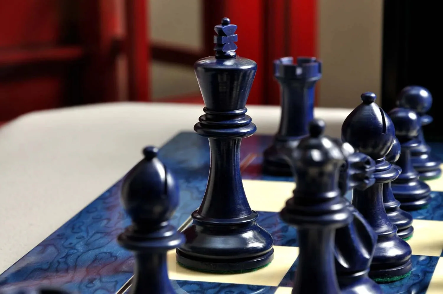 The Grandmaster Chess Set, Box, & Board Combination - Blue Gilded - Image 6