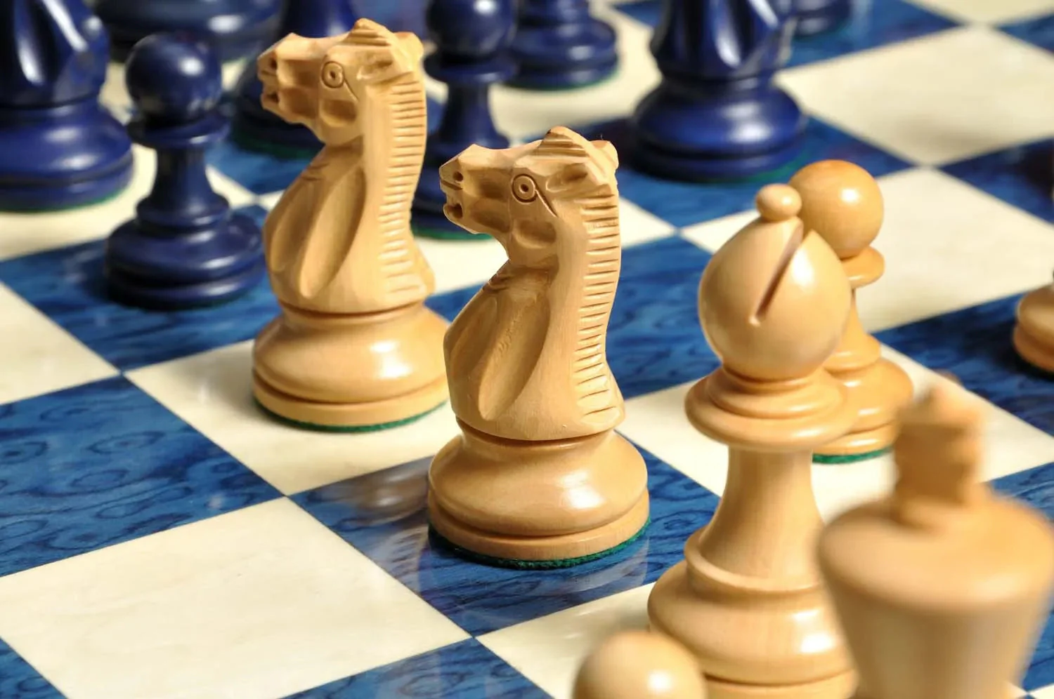 The Grandmaster Chess Set, Box, & Board Combination - Blue Gilded - Image 7