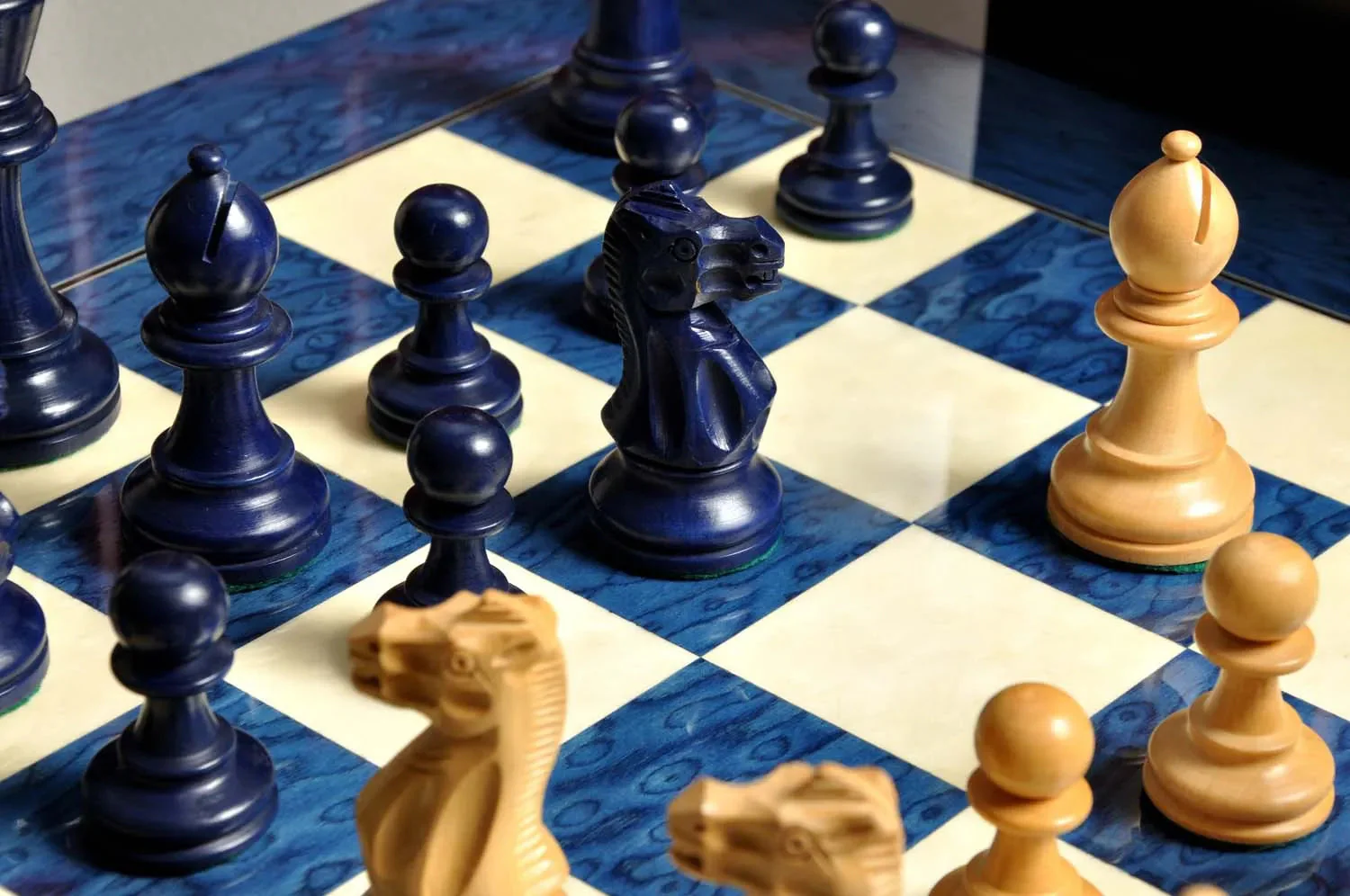 The Grandmaster Chess Set, Box, & Board Combination - Blue Gilded - Image 8