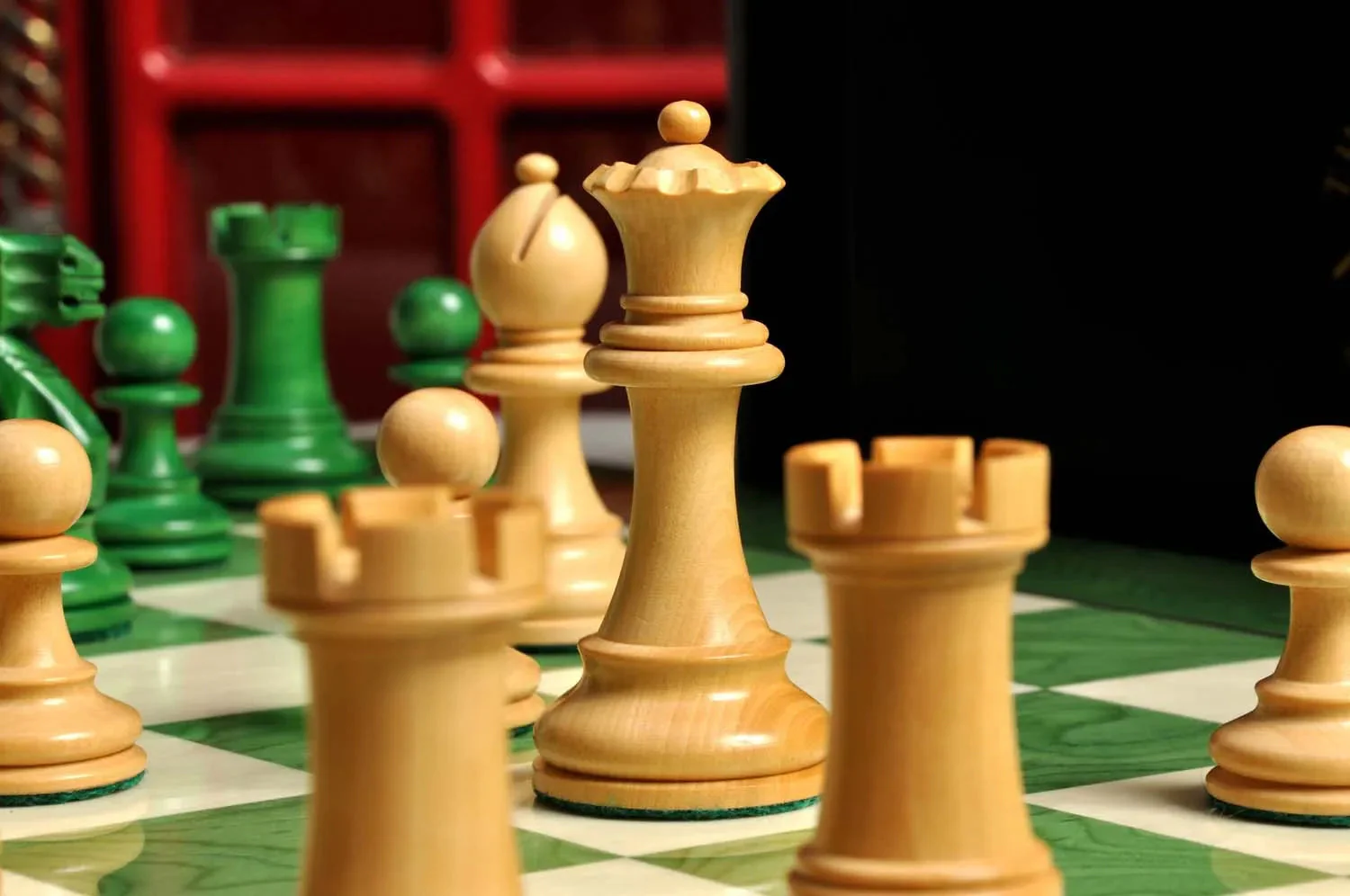 The Grandmaster Chess Set, Box, & Board Combination - Green Gilded - Image 10