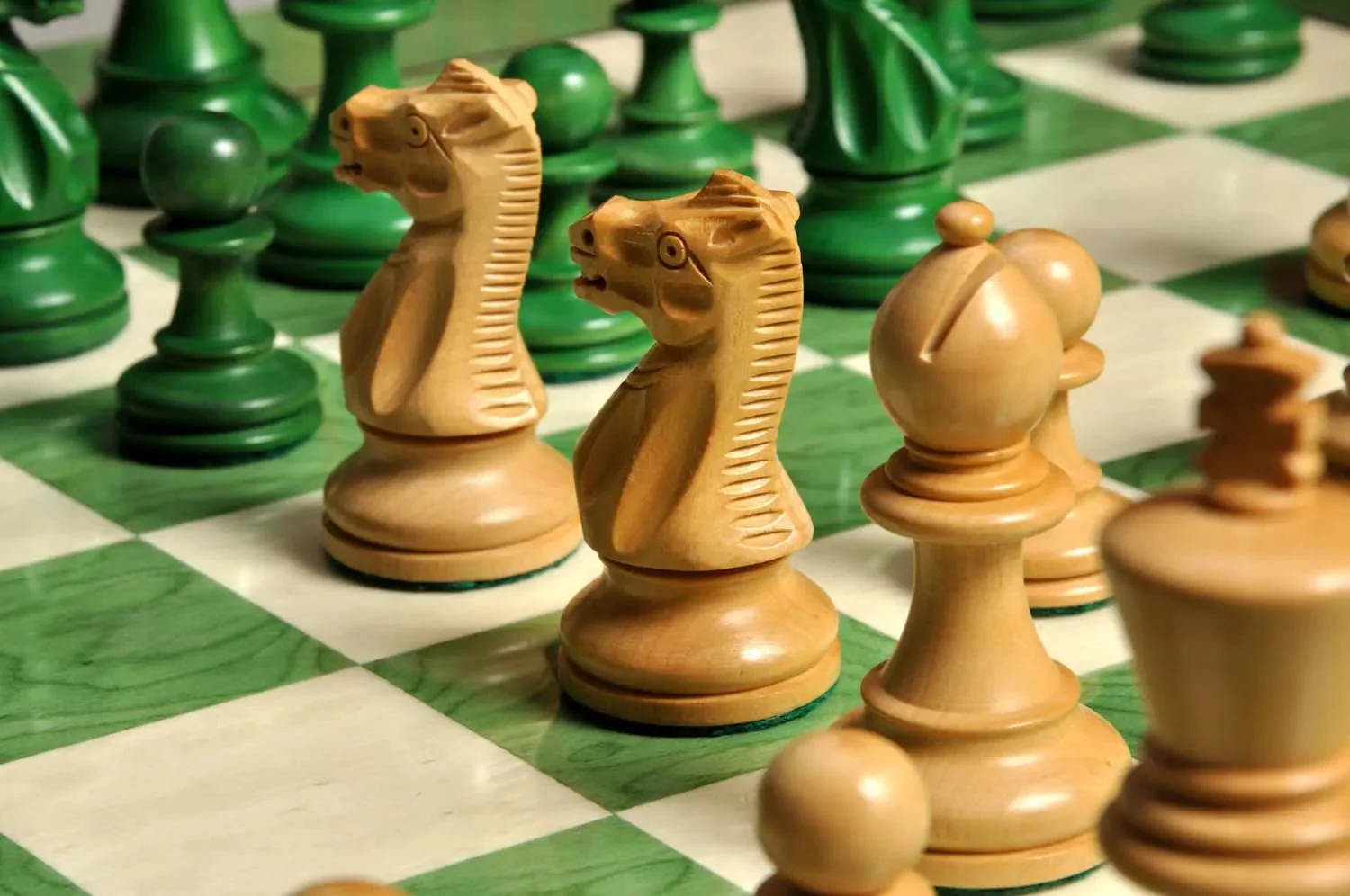 The Grandmaster Chess Set, Box, & Board Combination - Green Gilded - Image 9