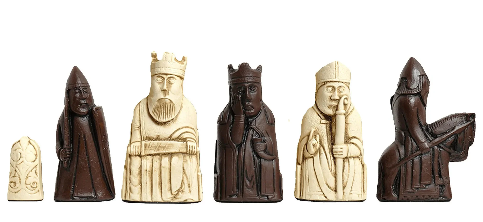The Isle of Lewis Antiqued Chess Pieces - Brown and Natural - Image 10