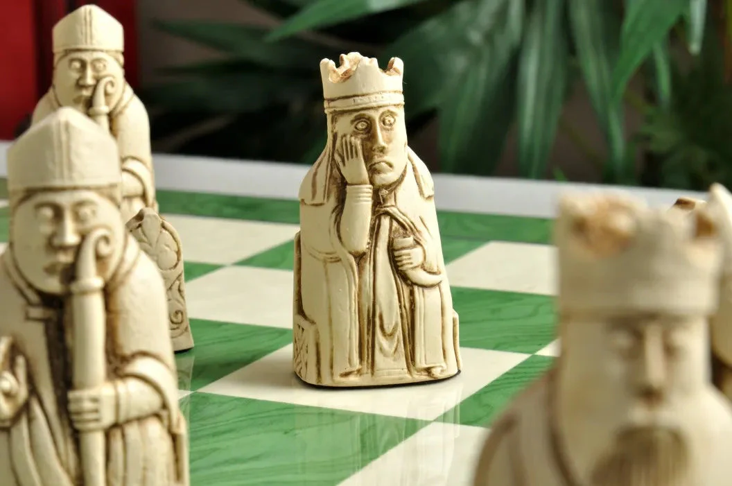 The Isle of Lewis Antiqued Chess Pieces - Brown and Natural - Image 2