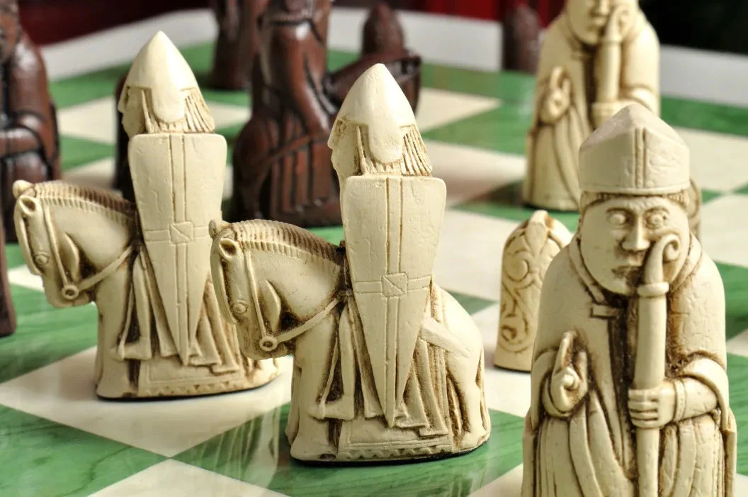 The Isle of Lewis Antiqued Chess Pieces - Brown and Natural - Image 5