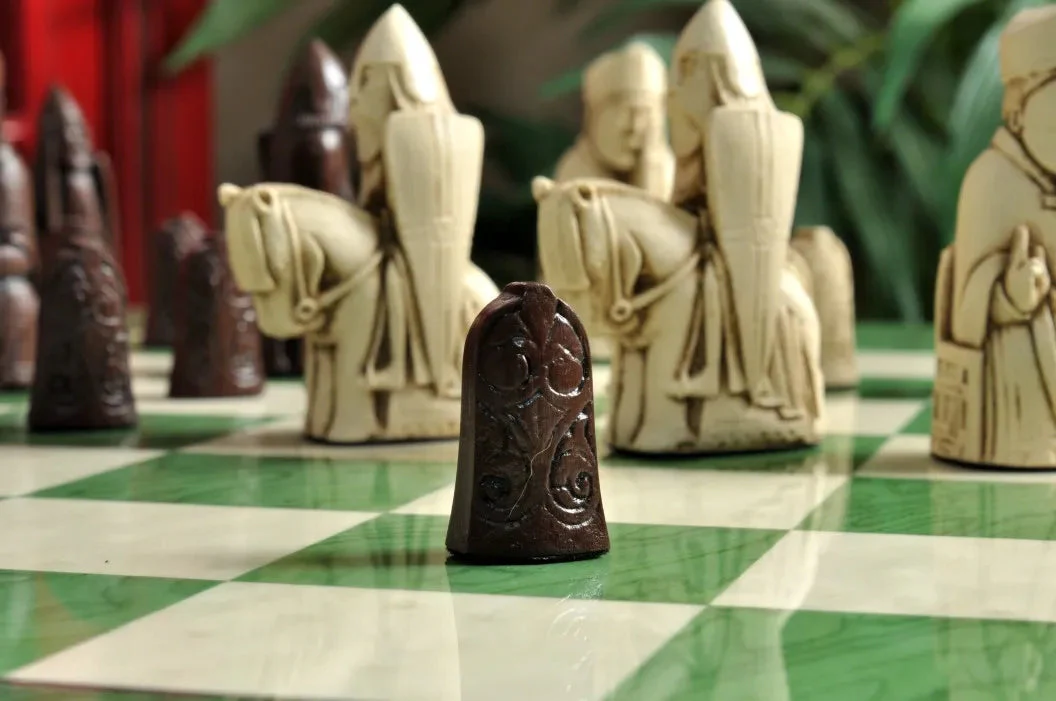 The Isle of Lewis Antiqued Chess Pieces - Brown and Natural - Image 6