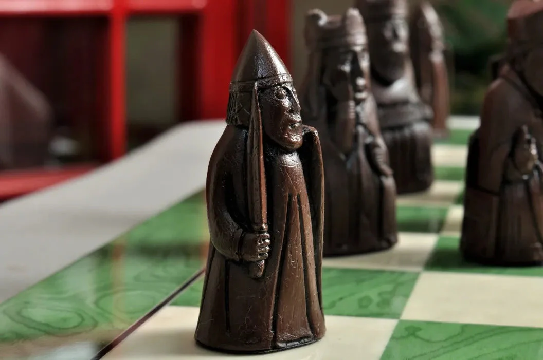 The Isle of Lewis Antiqued Chess Pieces - Brown and Natural - Image 8