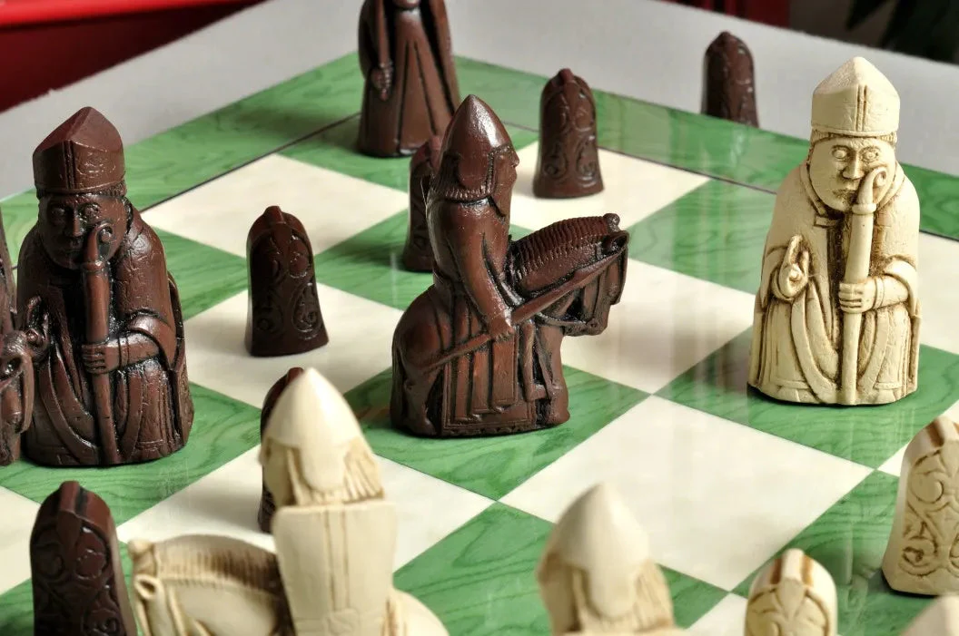 The Isle of Lewis Antiqued Chess Pieces - Brown and Natural - Image 9