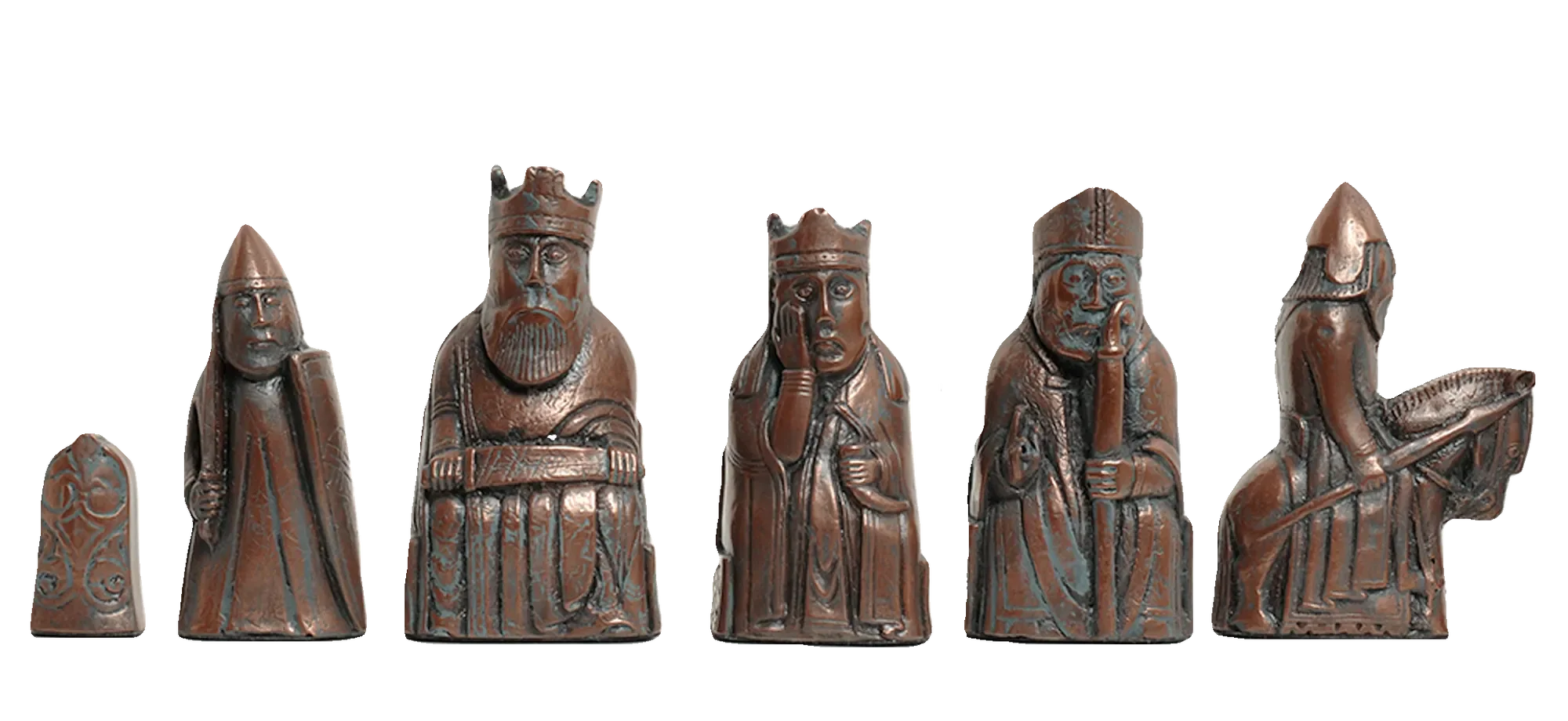 The Isle of Lewis Antiqued Chess Pieces - Metal