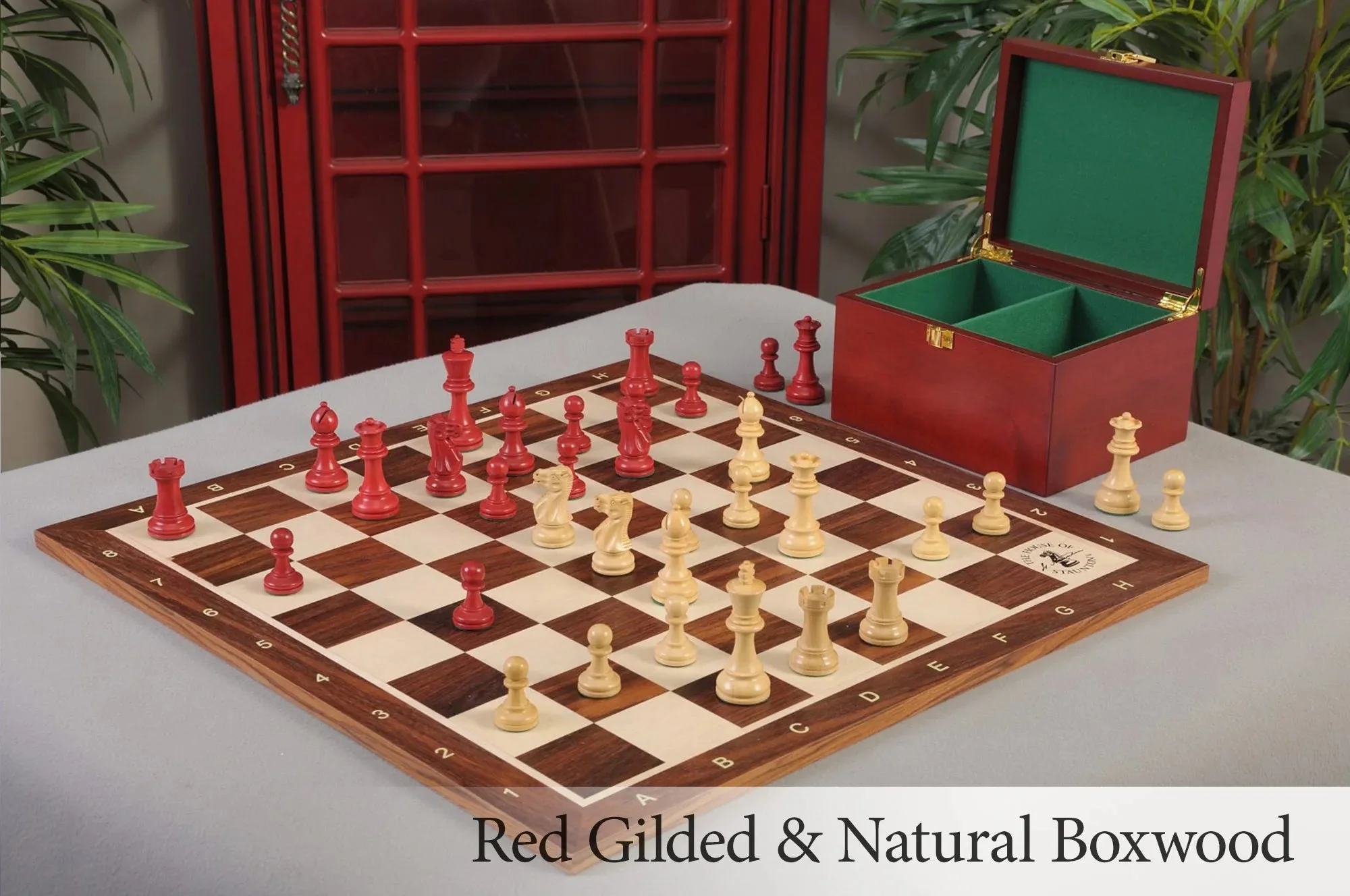 Red Gilded and Natural Boxwood