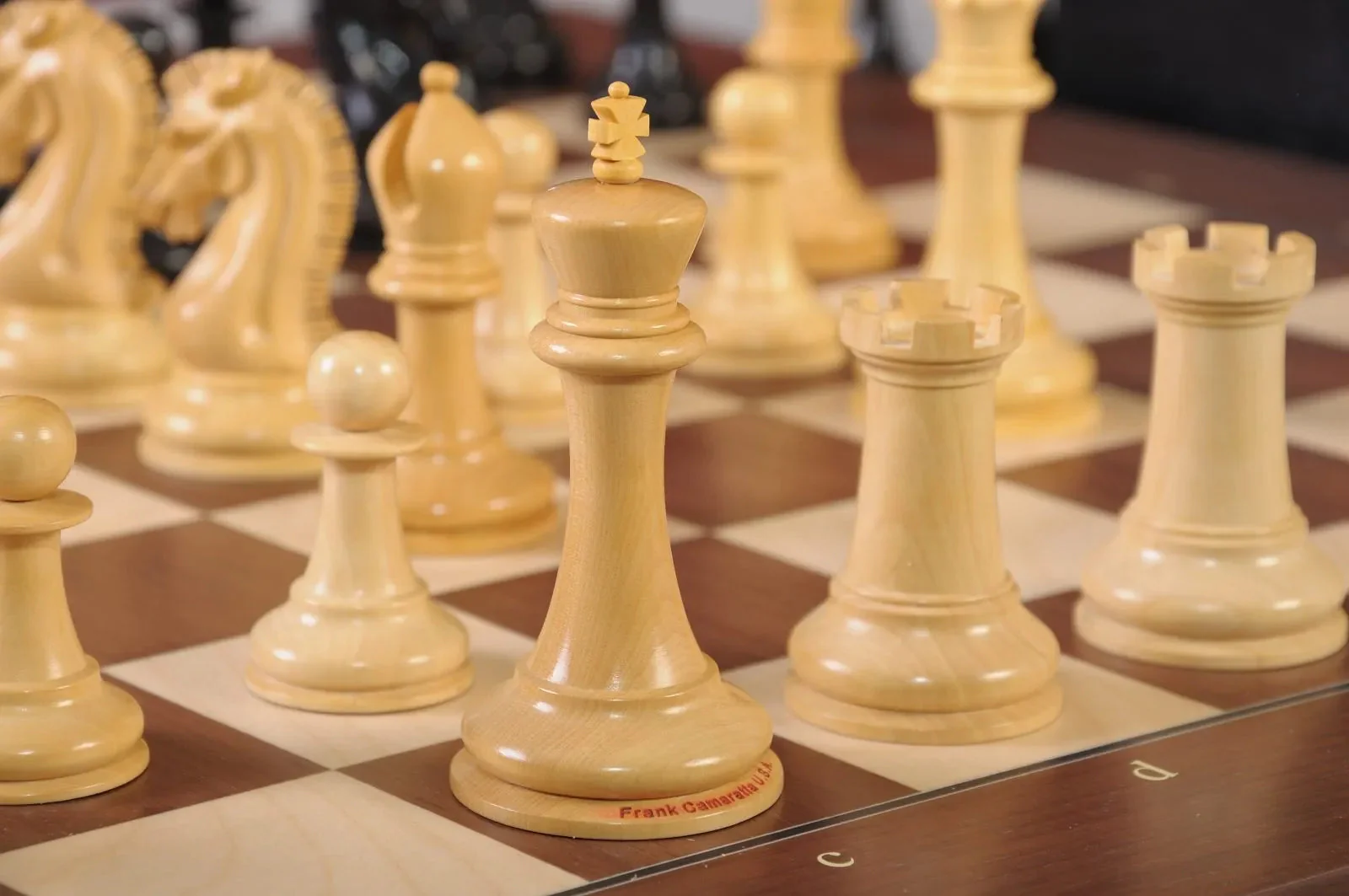 The Mammoth Ivory and Genuine Ebony Collector Series Luxury Chess Set - 4.4'' King - Image 3