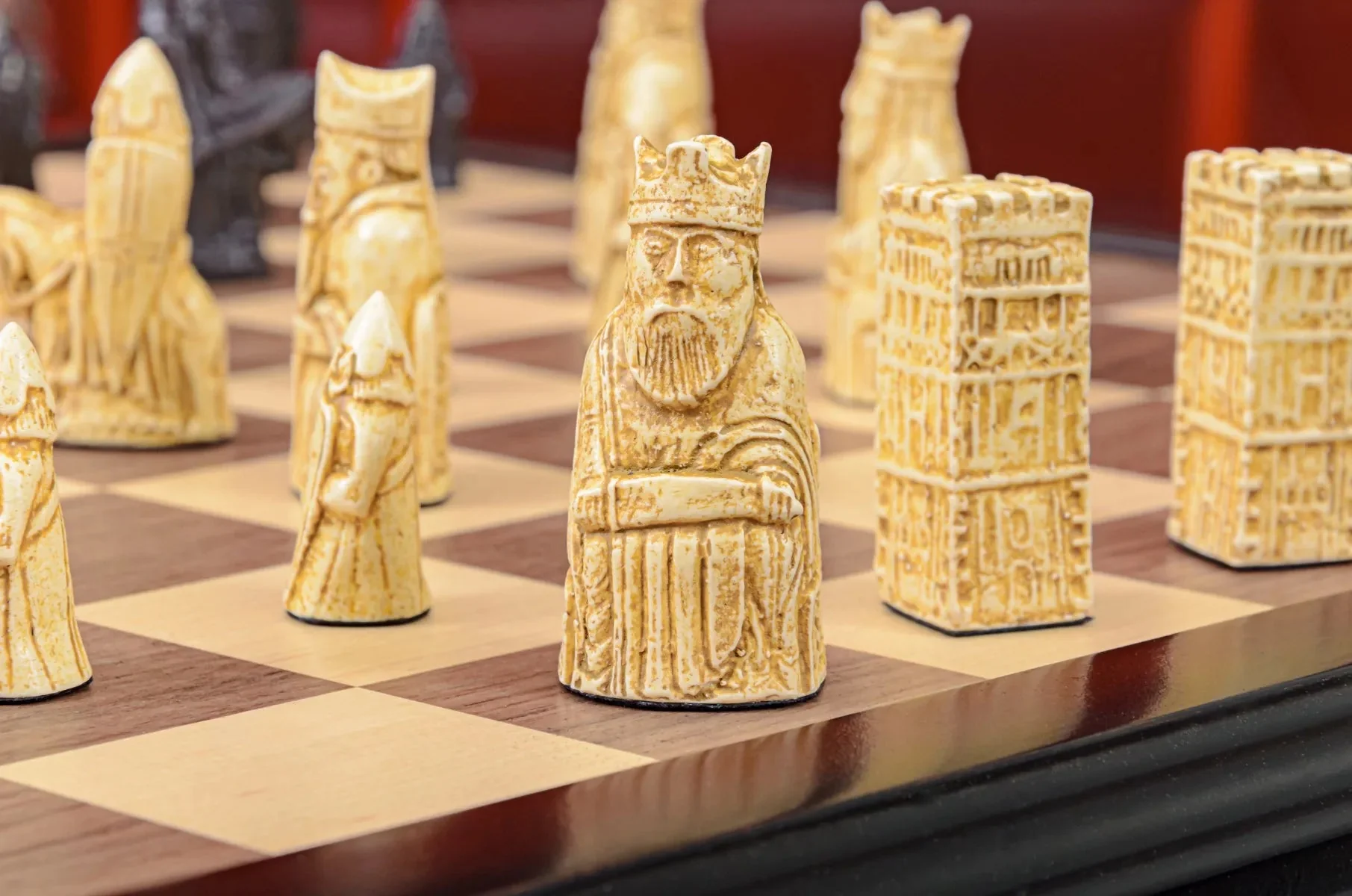 The Mini Isle of Lewis Series Chess Pieces - 2.0" King - Brown and Natural - Image 3