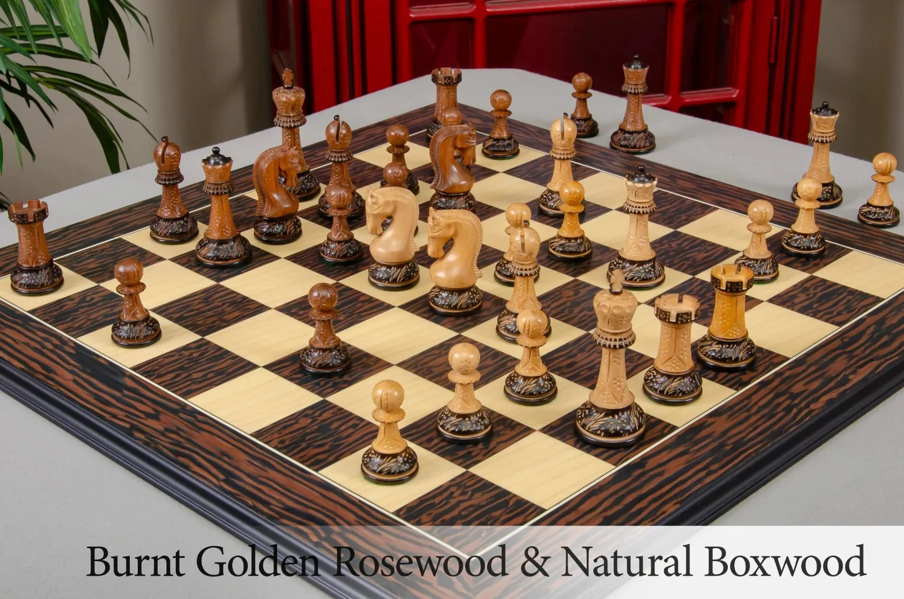 The Burnt Golden Rosewood Leningrad Series Chess Pieces - 4.0" King - Image 8