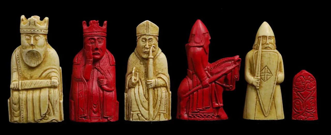 The Red Isle of Lewis Antiqued Chess Pieces - Image 3