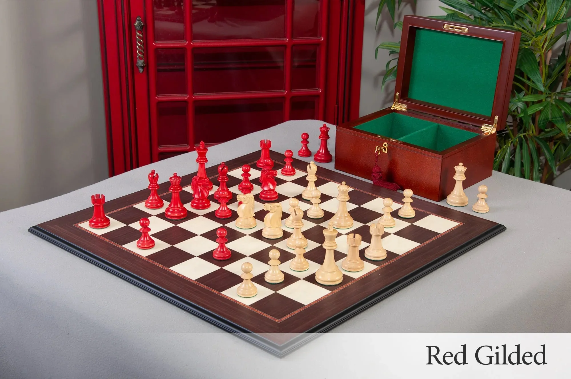 Red Gilded and Natural Boxwood