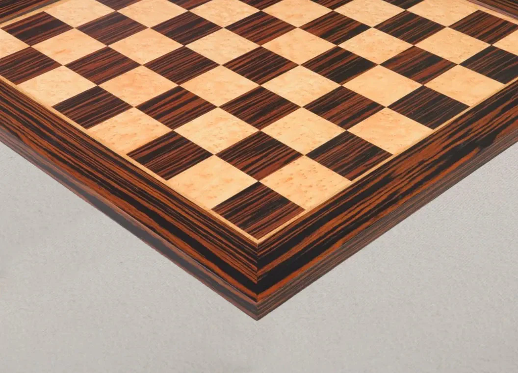 Tiger Ebony & Bird's Eye Maple Signature Traditional Chess Board - 2.5" - Image 2