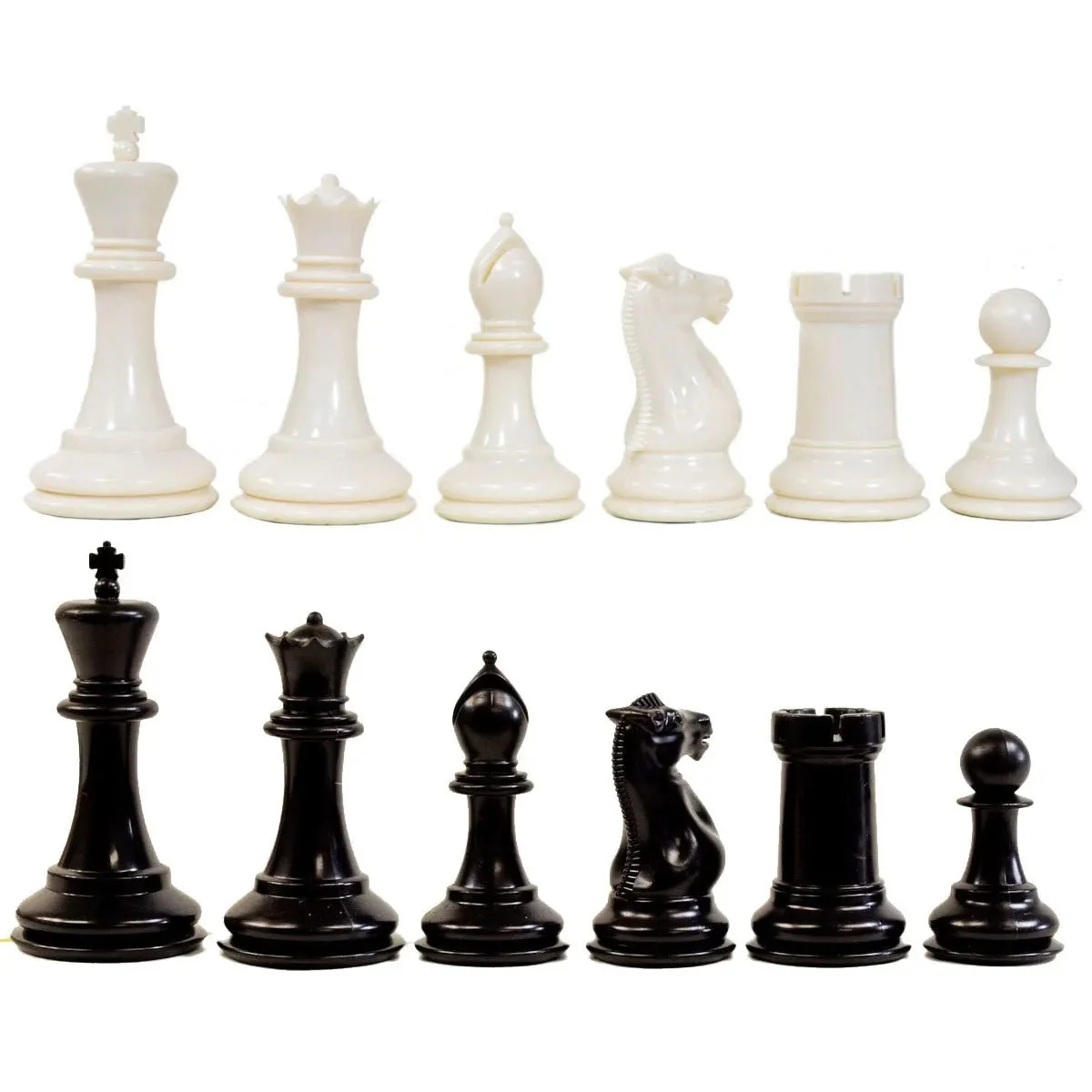 Traditional Staunton Chess Pieces - Black & Ivory