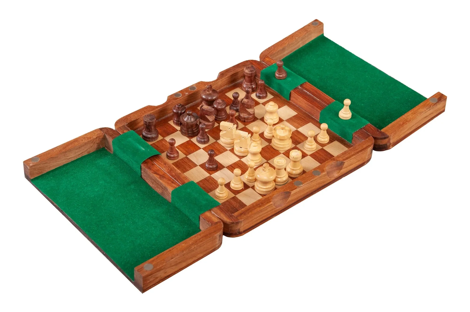ULTIMATE WOODEN Magnetic Travel Chess Set - 7.5"