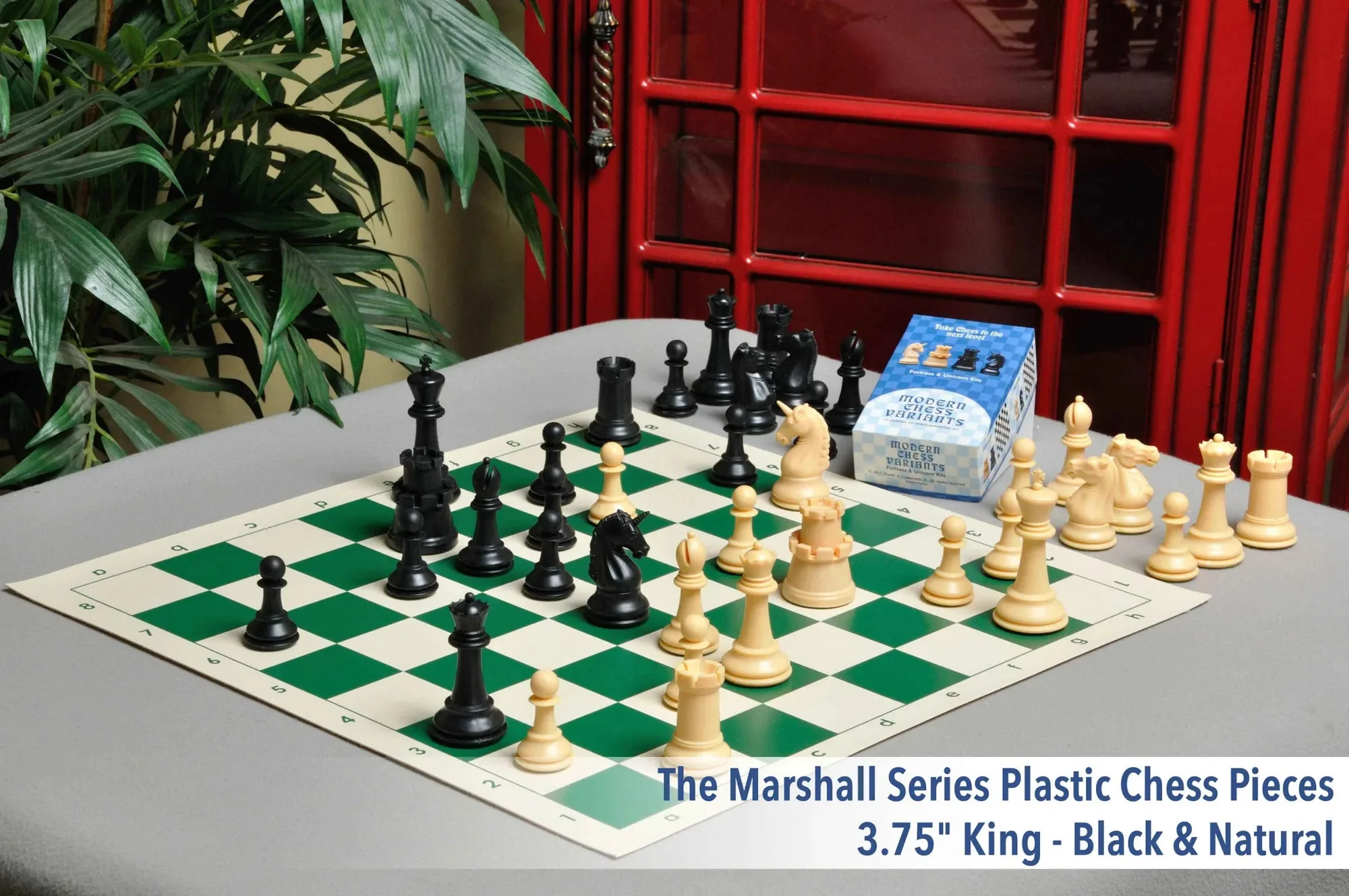 The Marshall Series Plastic Chess Pieces - 3.75" King - Black & Natural