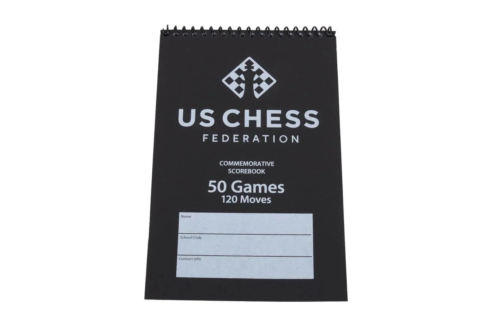 US Chess Federation Commemorative Spiral Chess Scorebook - BLACK - (120 Moves/Game) (4 Pack) - Image 2