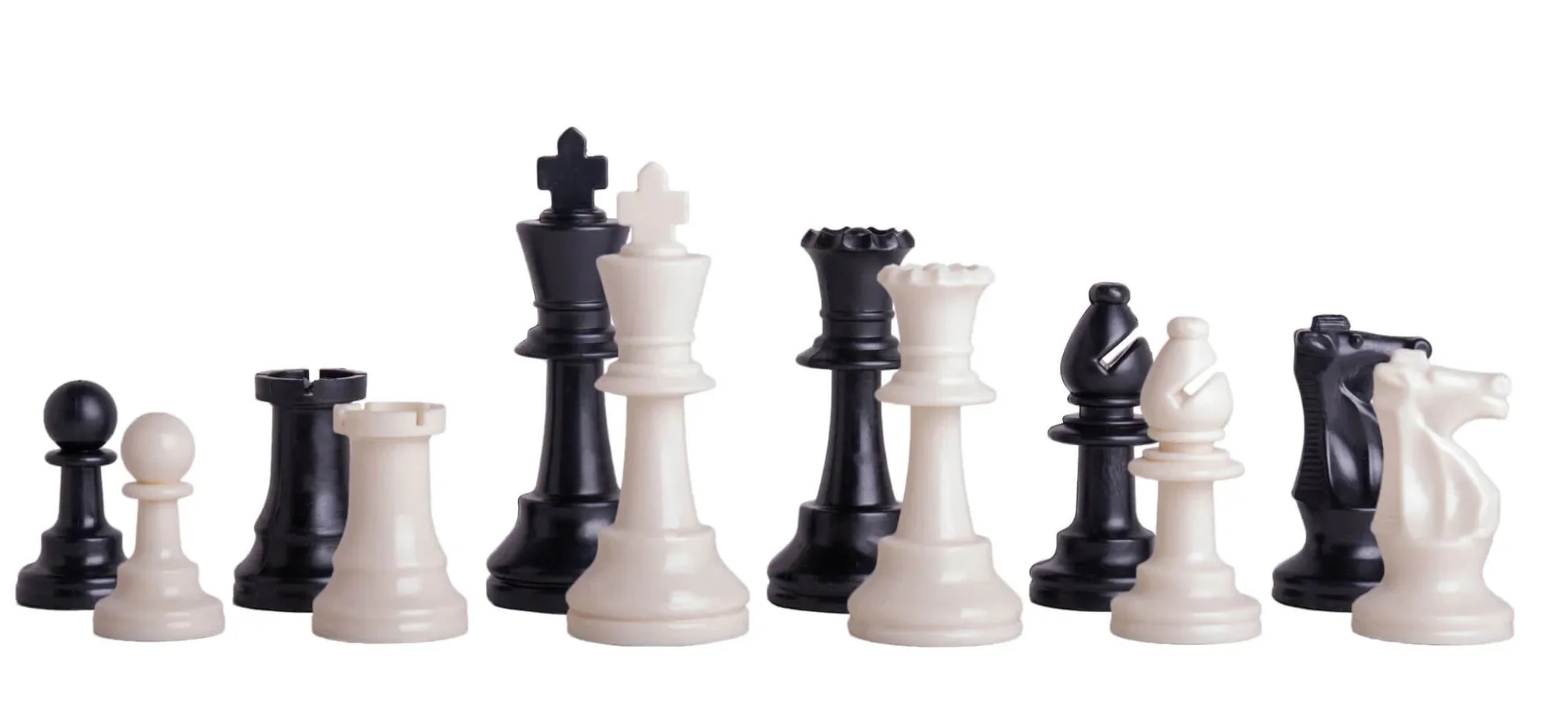 US Chess Federation's Triple Weighted Plastic Chess Pieces - 3.75" King - Black & White - Image 3
