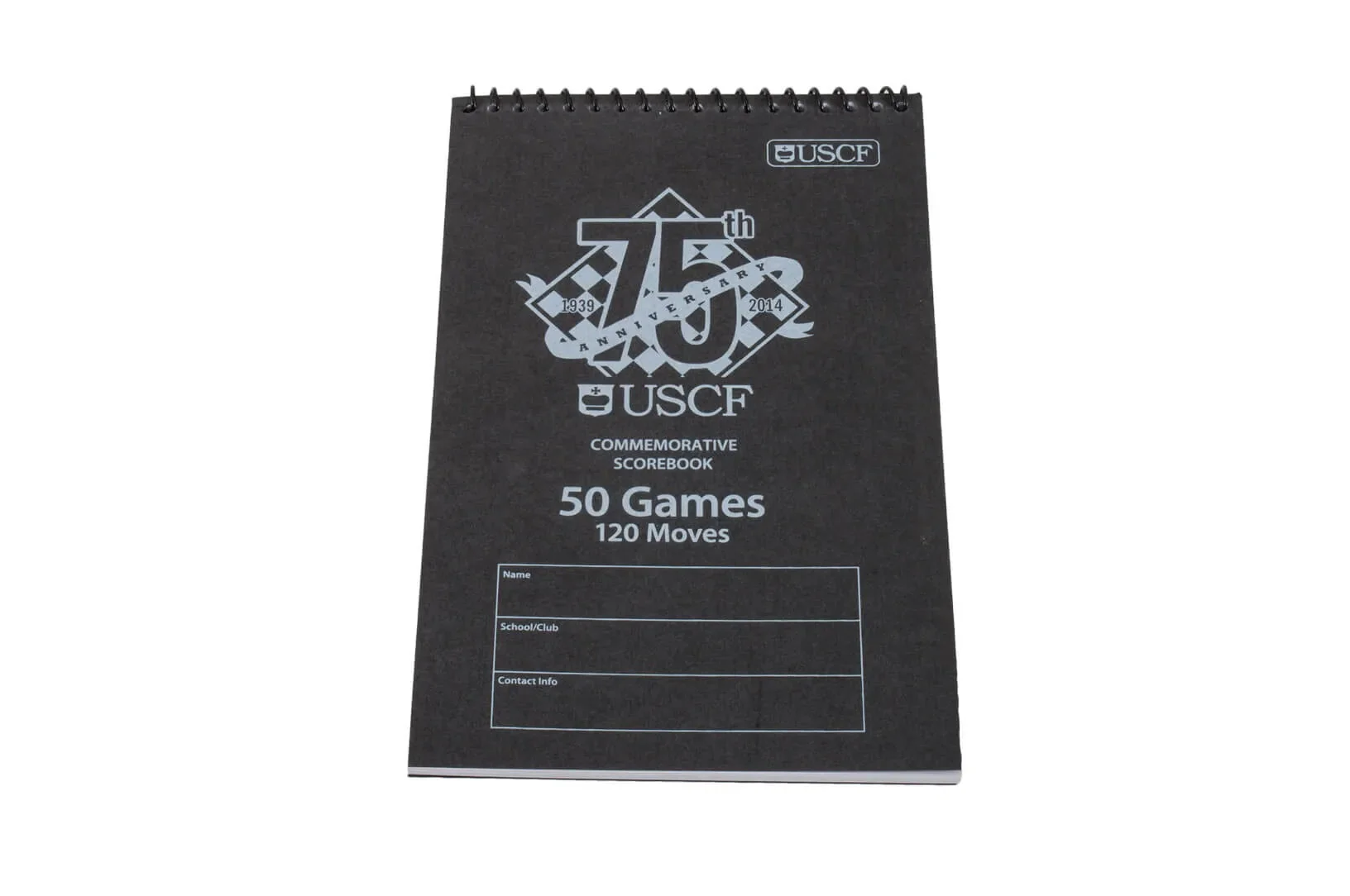 BLACK - USCF Commemorative Spiral Chess Scorebook