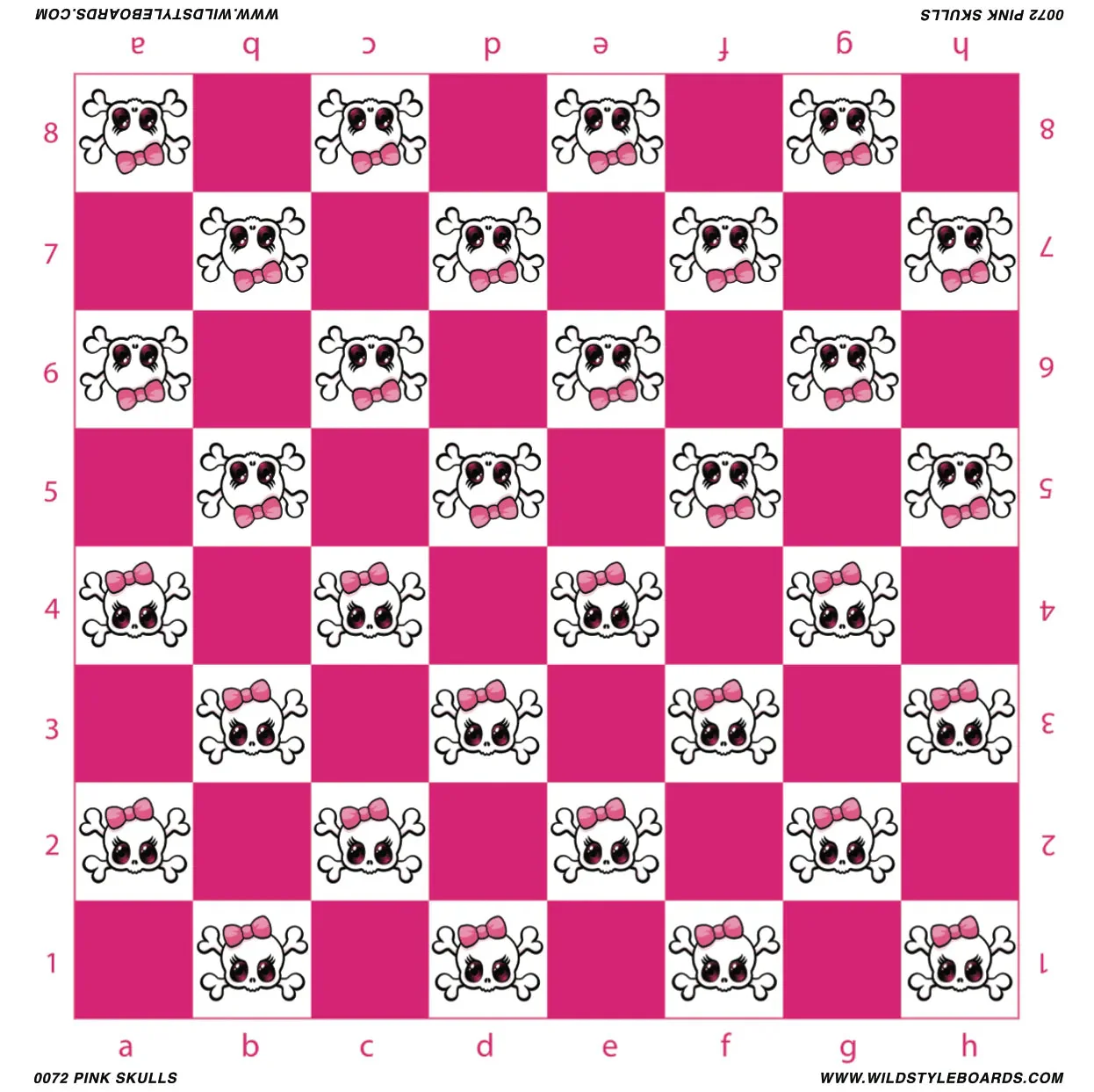 Pink Skulls - Full Color Vinyl Chess Board