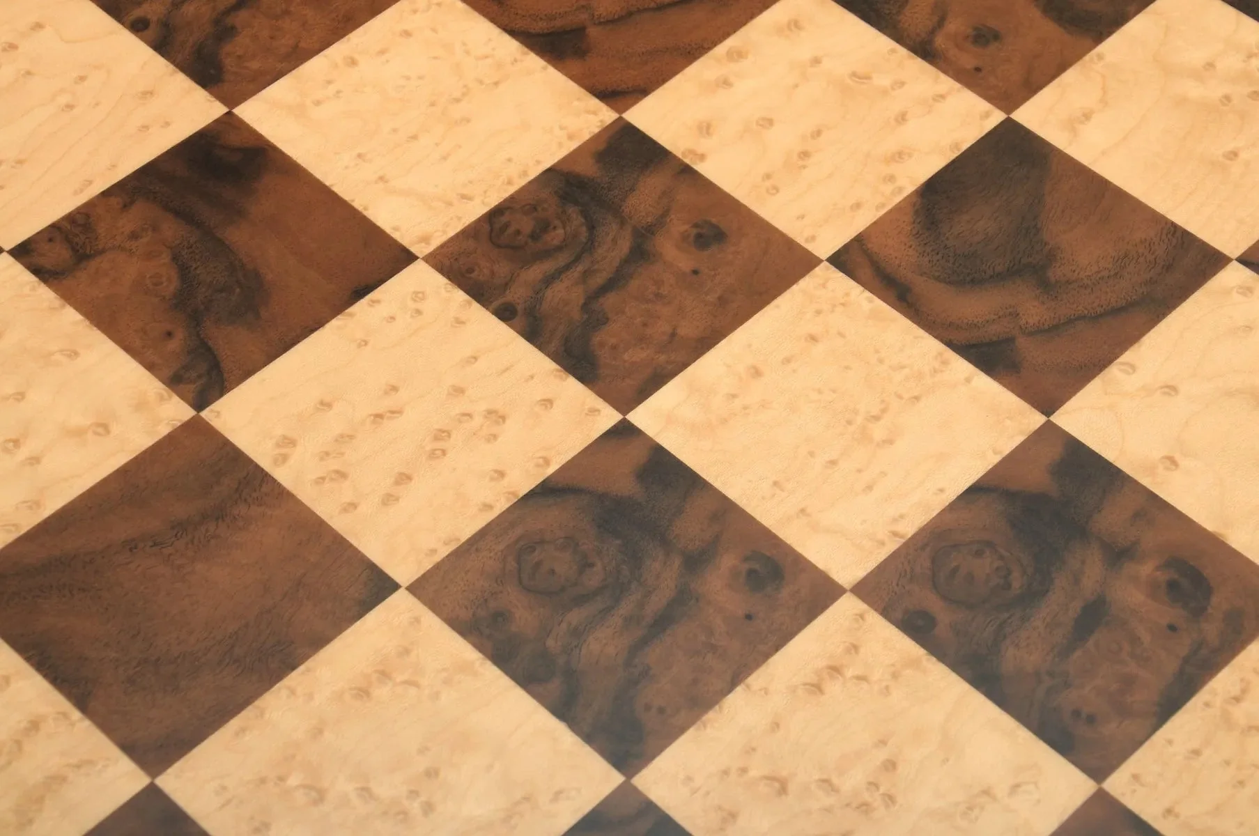 Walnut Burl, Genuine Ebony & Bird's Eye Maple Custom Contemporary II Chess Board - Image 3