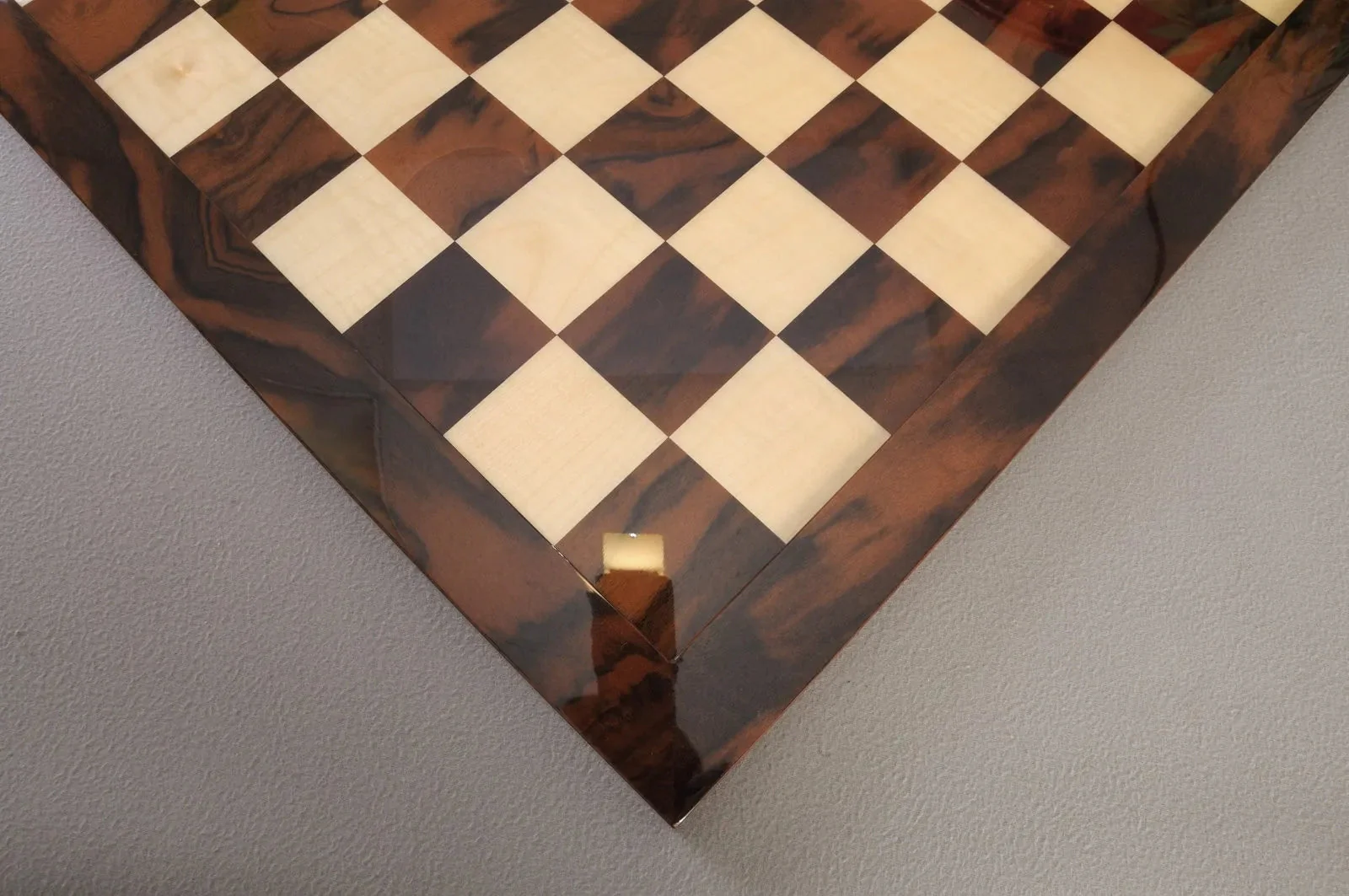Walnut Burl & Maple Signature Traditional Chess Board - 2.5" - Gloss Finish - Image 2