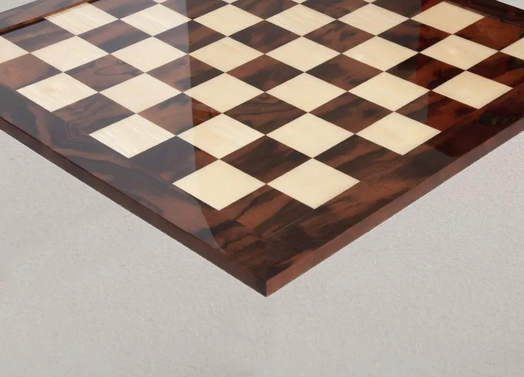 Walnut Burl & Maple Signature Traditional Chess Board - 2.5" - Gloss Finish - Image 3