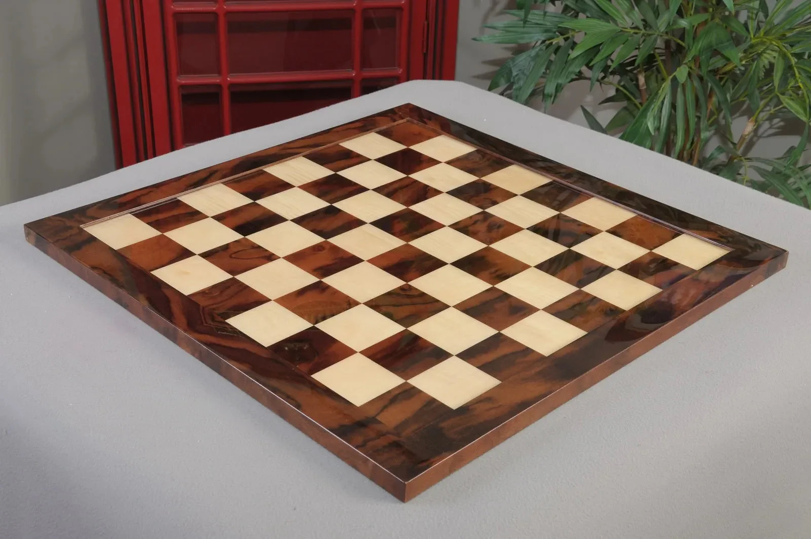 Walnut Burl & Maple Signature Traditional Chess Board - Gloss Finish - Image 3