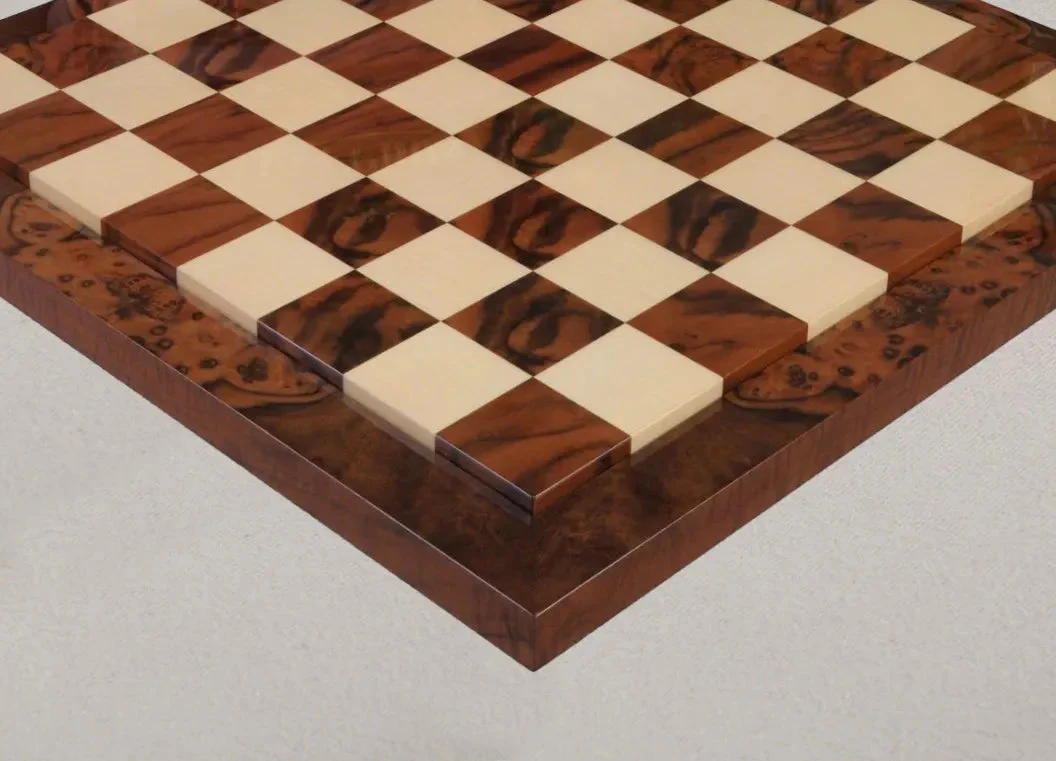 Walnut Burl & Maple Superior Contemporary Chess Board - 2.5" - Image 2