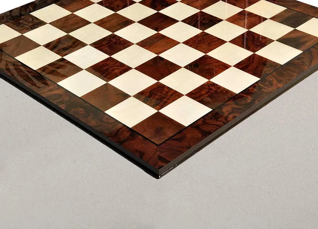 Walnut Burl & Maple Superior Traditional Chess Board - 2.5" - GLOSS - Image 3