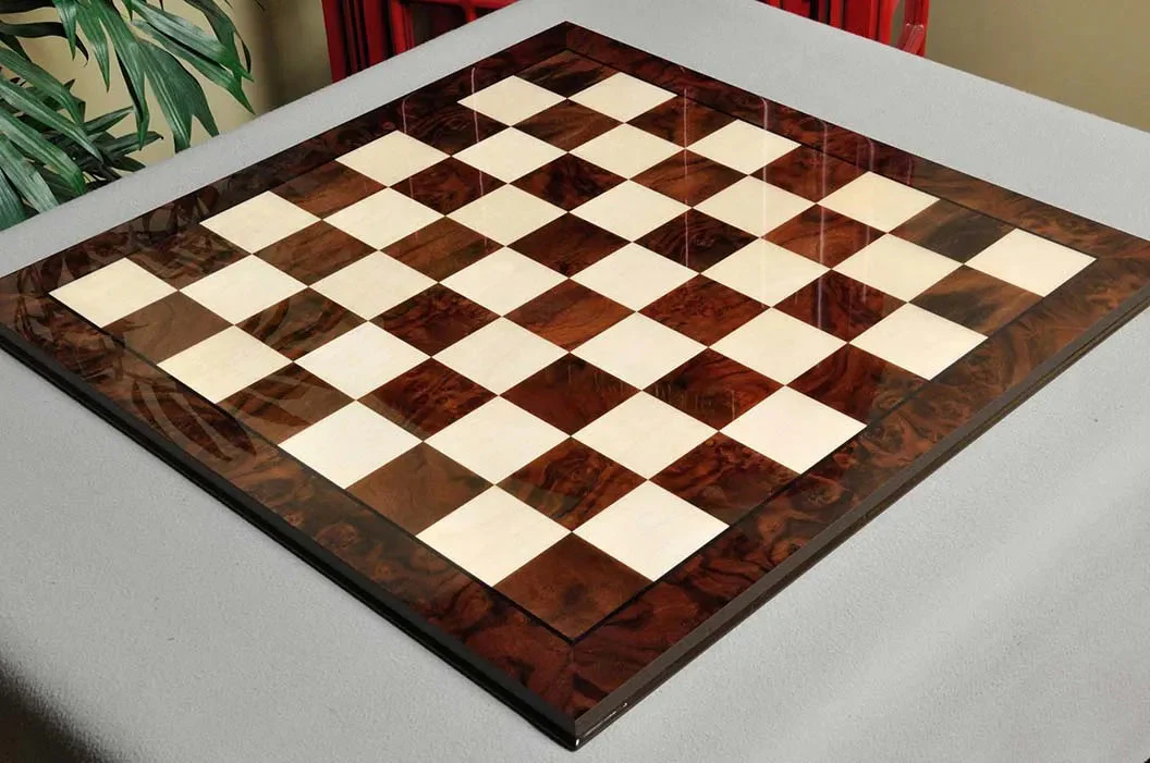 Walnut Burl & Maple Superior Traditional Chess Board - 2.5"