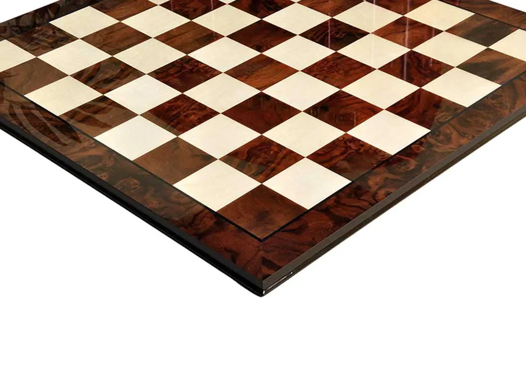 Walnut Burl & Maple Superior Traditional Chess Board - 2.5" - Image 2