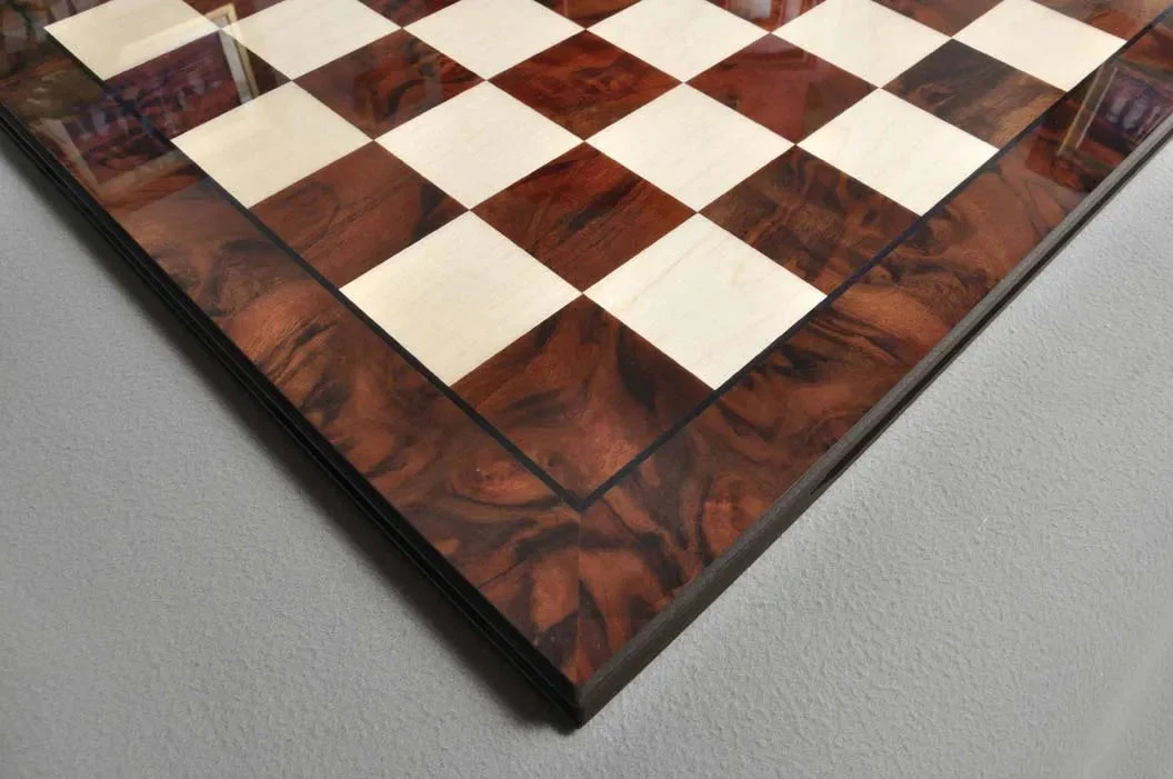 Walnut Burl & Maple Superior Traditional Chess Board - 2.5" - Image 4