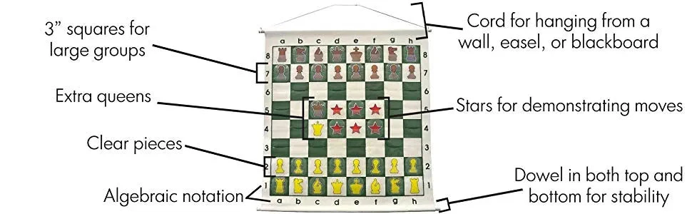 Wholesale Chess 27" Quality Chess Demo Board with Clear Pieces and Bag - Green - Image 4