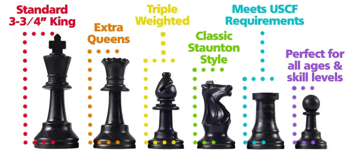 Wholesale Chess Heavy Tournament Triple Weighted Chess Pieces with 3 3/4 King - Image 3