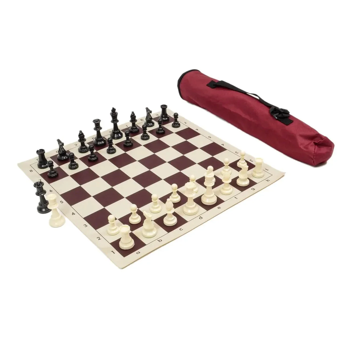 Wholesale Chess Triple Weighted Archer Chess Set Combo - Burgundy
