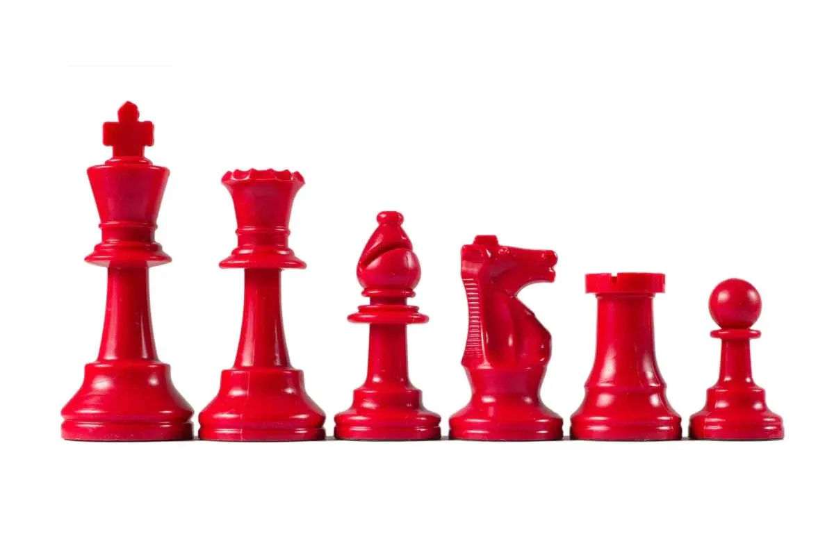 Wholesale Chess Triple Weighted Staunton Colored Pieces - Red