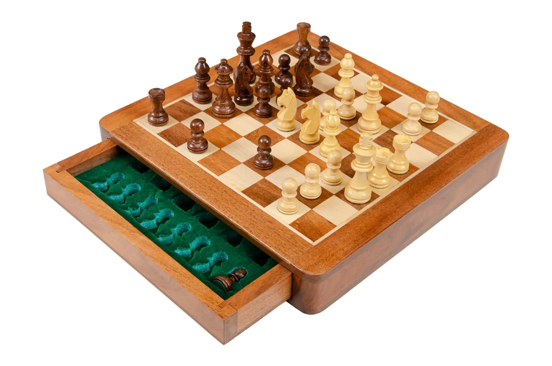 WOODEN MAGNETIC Travel Chess Set - 10" Square - Image 4