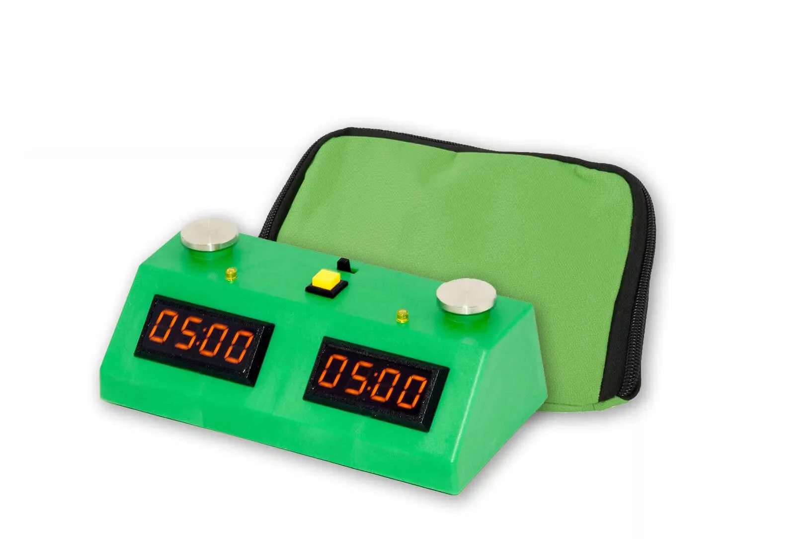 ZMart Fun II Digital Chess Clock - GREEN//YELLOW with Wedge Bag